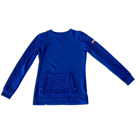Roxy Blue Sweatshirt Pullover Zip Pocket Quilted Arms And Thumbholes Women’s S - Picture 1 of 10